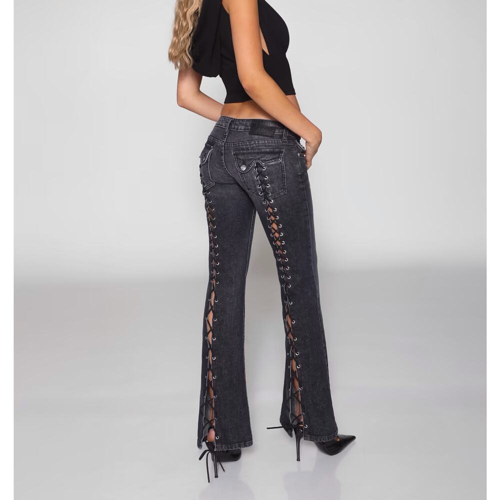 Revice Jeans Lace Up Flares Icon Gibson Size 25 Faded Black - Picture 6 of 6